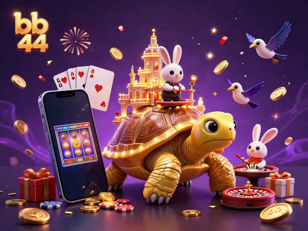 Experience the exciting world of bb 44 with a golden tortoise casino and vibrant casino game elements.