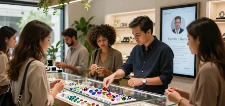 Engaging gemstone shopping experience at https://www.mygemspot.com showcasing colorful gems and expert guidance.